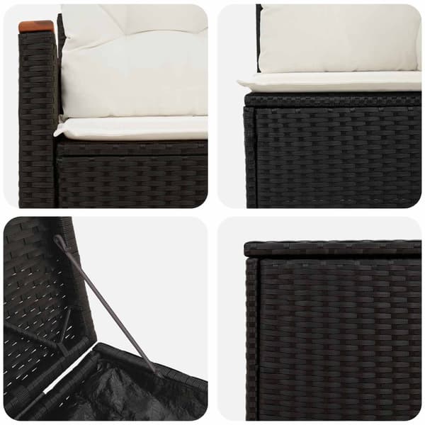 Soffset 7 pcs Svart och krämvit Poly Rattan och stål
