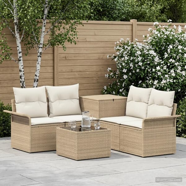 Soffset 6 st 4-Antal sittplatser Beige och krämvit