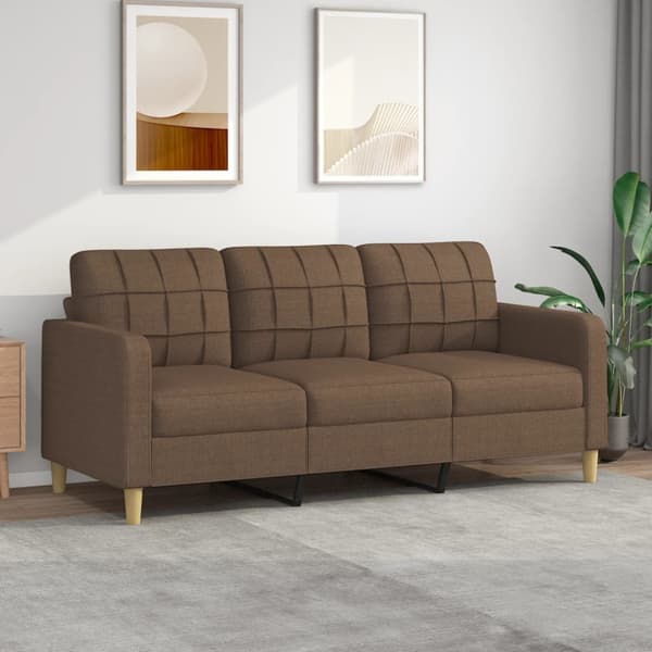 3-sitssoffa brun 180 cm tyg