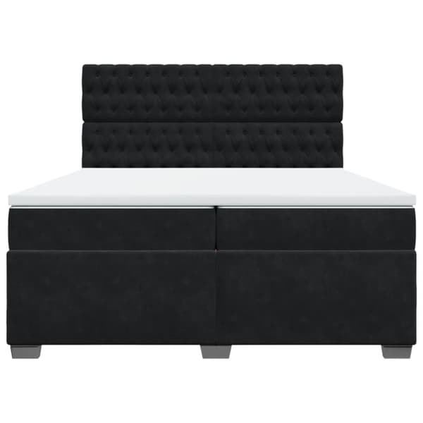 Ramsäng med madrass svart 200x200 cm sammet
