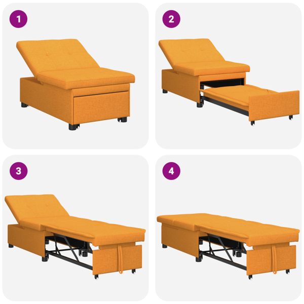 Pull Out Sofa Bed Mörkgul 194 x 50 x 82 cm tyg