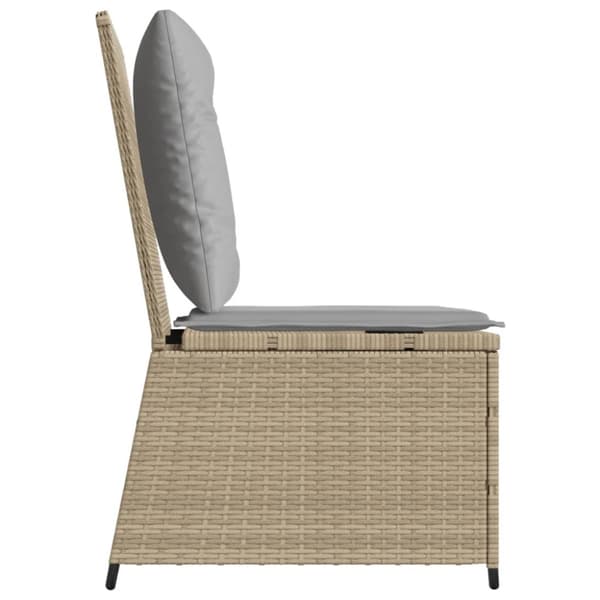 Ställbar fåtölj med dynor beige konstrotting