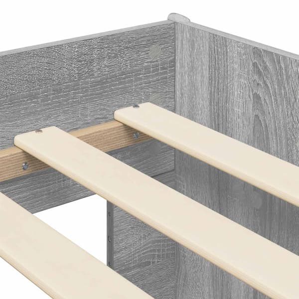 Barns högsängram med skrivbord Grå Sonoma Konstruerat trä