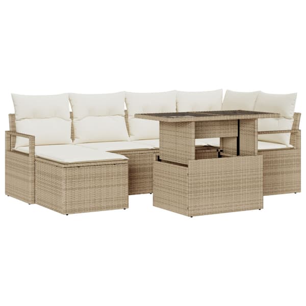 Trädgårdsoffset 7 st Beige och gräddfärgad konstrotting
