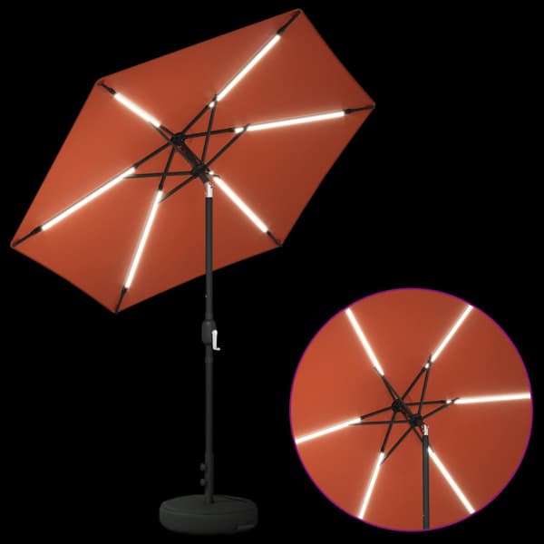 Trädgårdsparasol med LED Lampor 230 x 230 cm Polyester