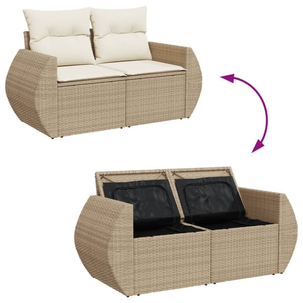 Trädgårdssoffa 2-sits med dynor konstrotting beige
