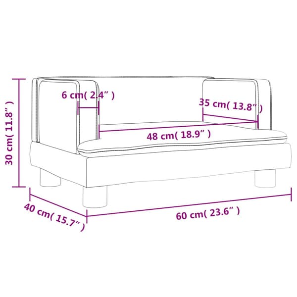 Barnsoffa brun 60x40x30 cm sammet