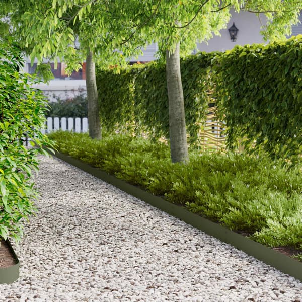 Kant för gräsmatta 30 pcs 103 x 15 cm metall Olivgrön