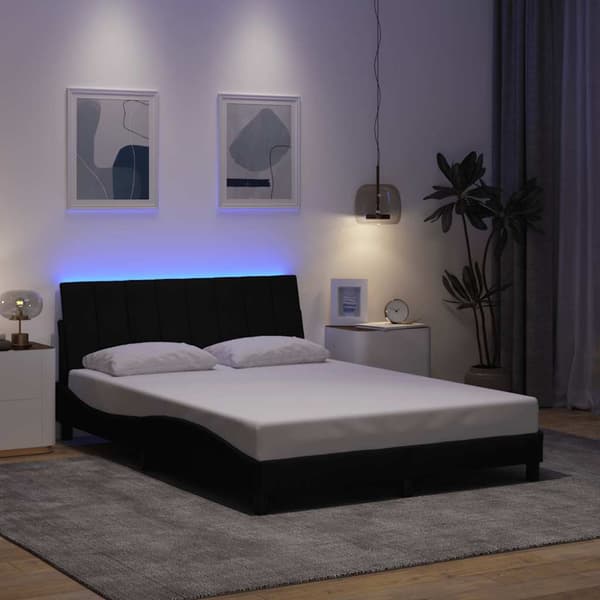 Bed Frame without Mattress "Hanko" Black 140x200cm Fabric