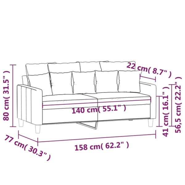 Soffa 2-sits brun 140 cm sammet