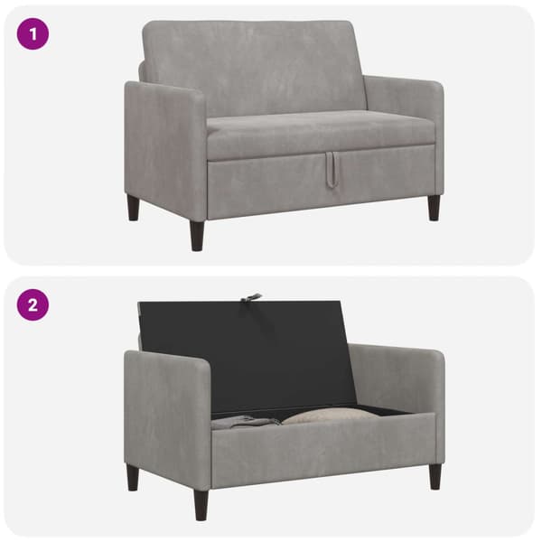 Soffa med förvaring Ljusgrå 122 x 78 x 87 cm Polyester