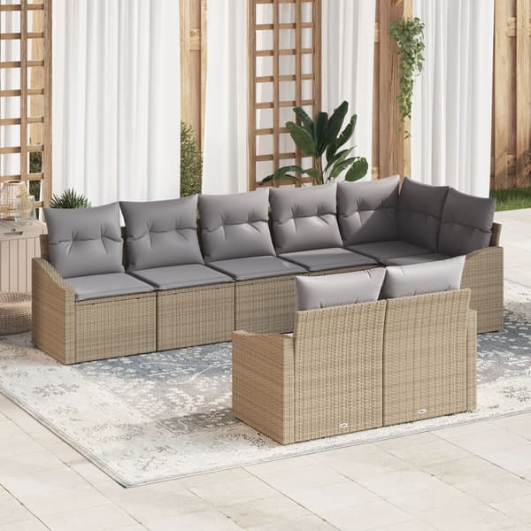 Soffset med kudde 8 pcs Beige konstrotting