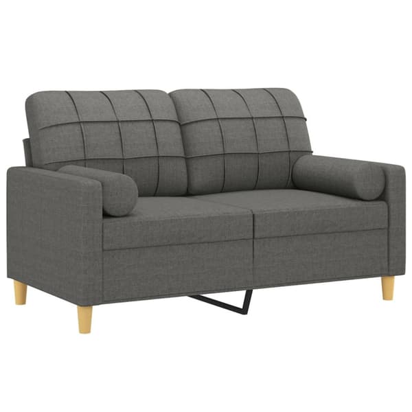 2-sits soffa med prydnadskuddar mörkgrå 120 cm tyg
