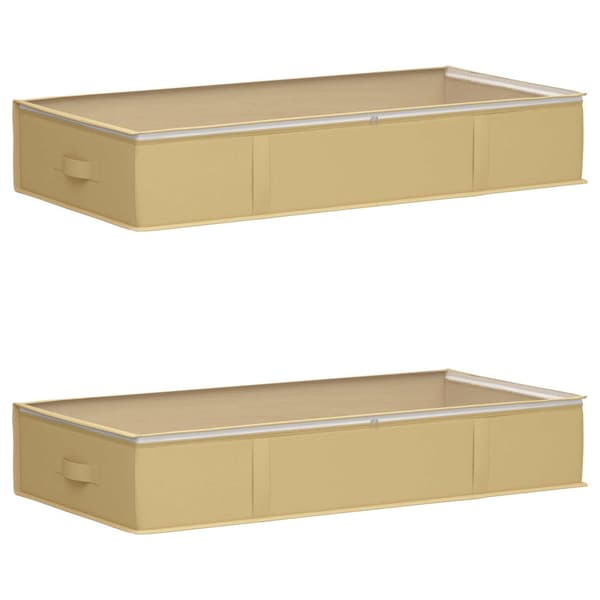 Förvaringslåda med transparent toppfönster 2 pcs Gräddvit