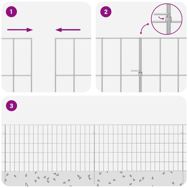 Trädgårdsstängsel med pålar 48 pcs 95 x 50 cm Mesh Silver
