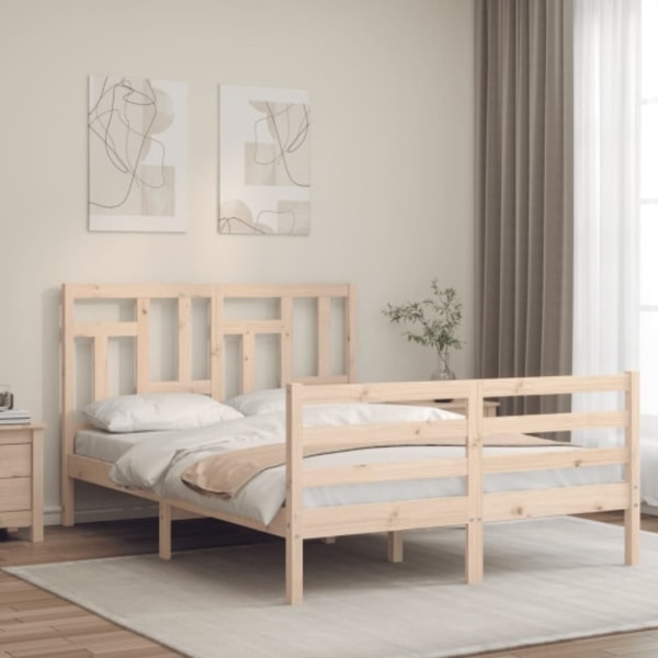 Sängram med huvudgavel 140x190 cm massivt trä