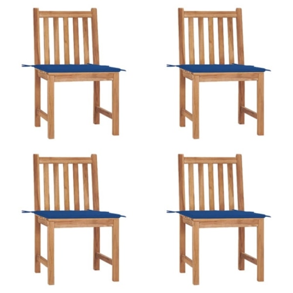 Trädgårdsstolar 4 st med dynor massiv teak