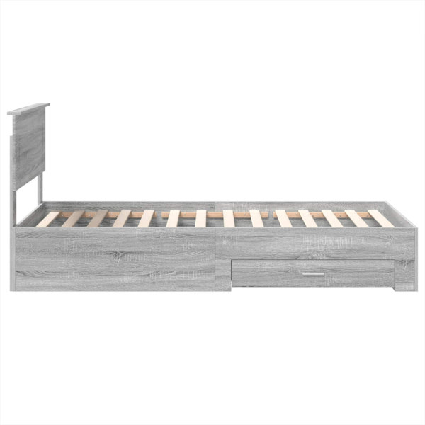 Sängram Grå Sonoma och Silver 75 x 190 cm Konstruerat trä