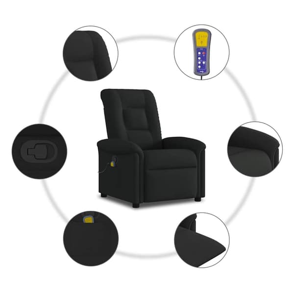 Massagefåtölj svart tyg