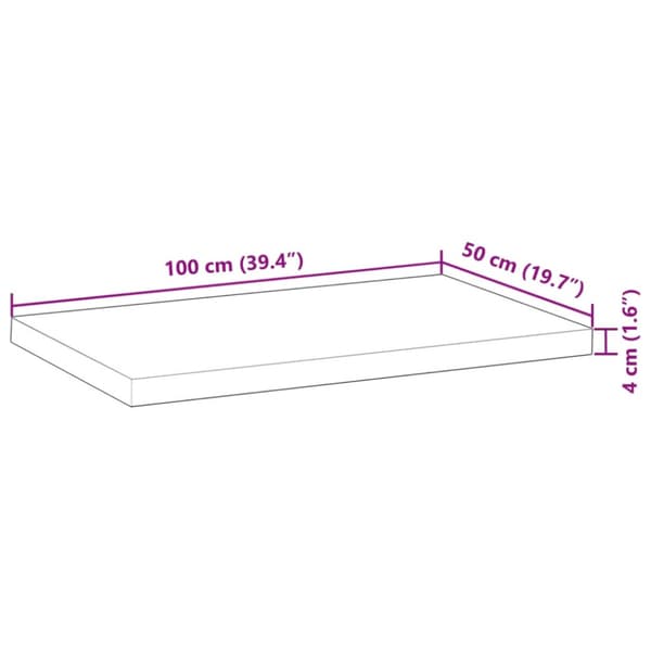 Bordsskiva rektangulär 100x50x4 cm massivt akaciaträ