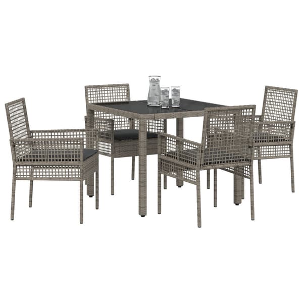Trädgårdsmöbelset 5 pcs Grå konstrotting