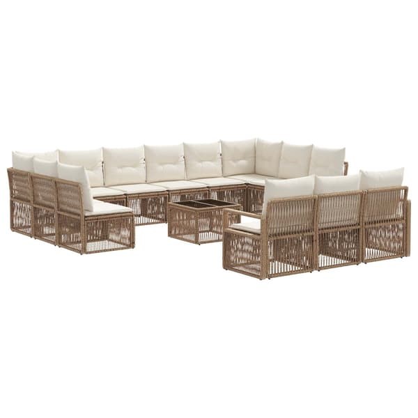 Trädgårdsoffset 14 pcs Beige konstrotting
