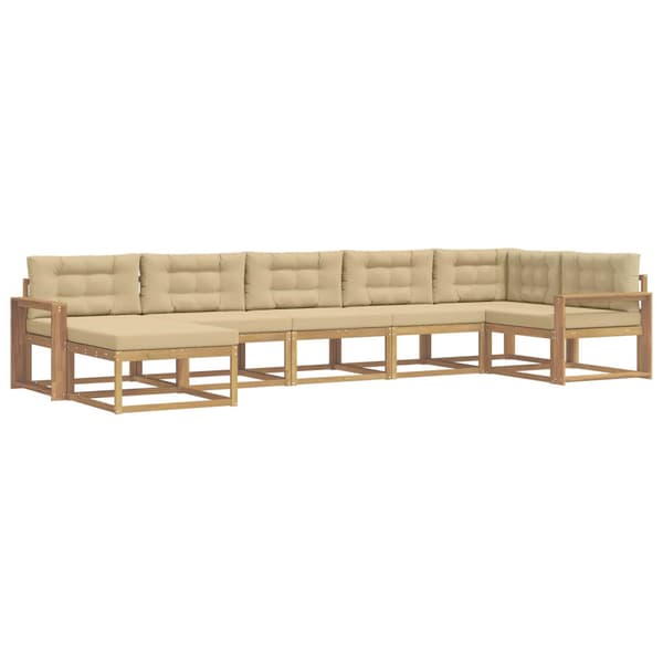Utomhussoffset med kudde 7 pcs Vit och Beige