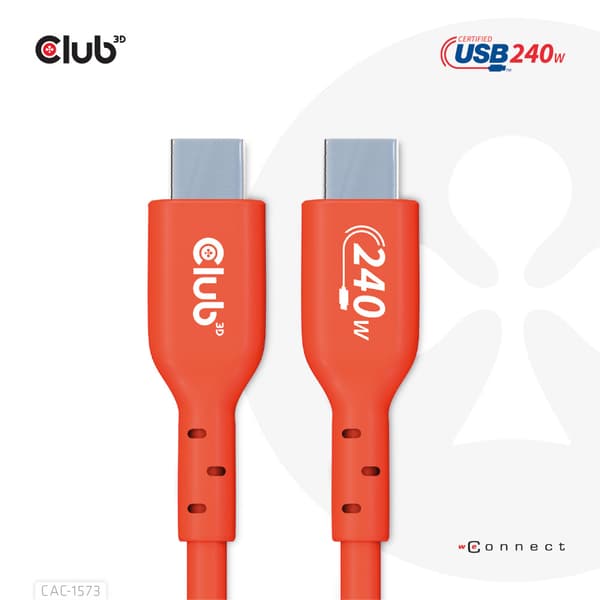 Club 3D - USB typ C-kabel - USB-C till USB-C - 2 m