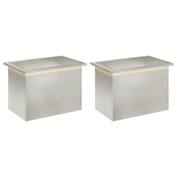 Odlingslåda med LED 2 st Silver 40 x 60 x 40 cm Rostfritt stål