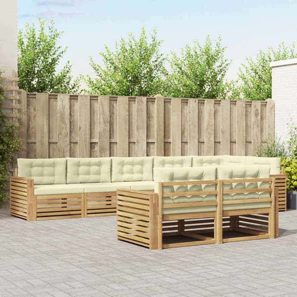 Utomhussoffset 8 pcs Vit och grädde 410 x 172,5 x 73 cm