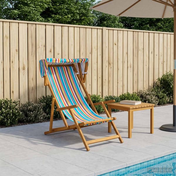 Deck Chair 3 Position Massiv Eukalyptus Trä Flerfärgsdesign