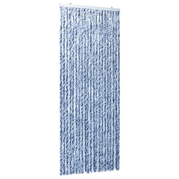 Insektsdraperi blå, vit och silver 90x220 cm chenille