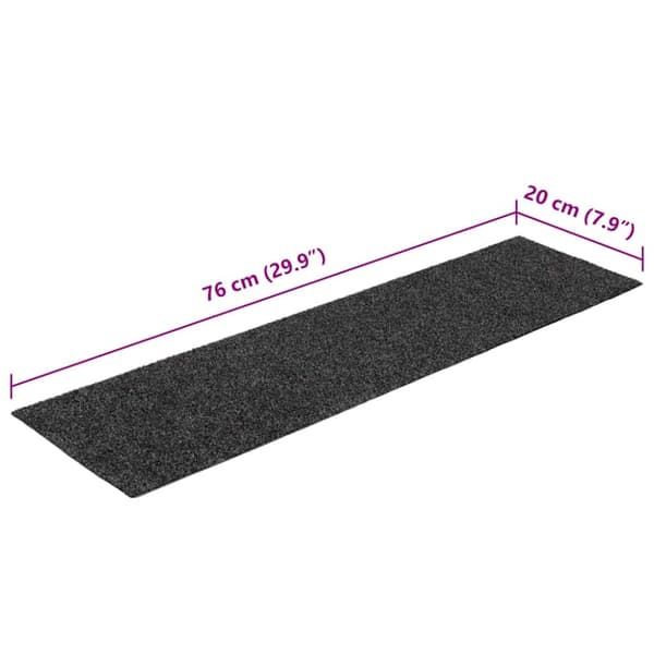 Trappmattor självhäftande 30 st 76x20 cm antracit rektangulära
