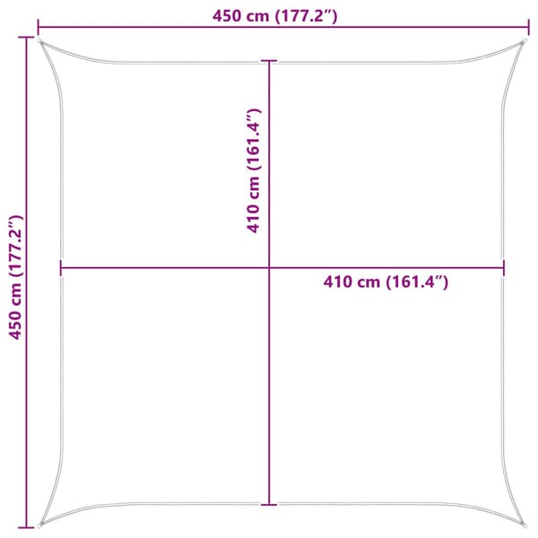 Solskugge segel Ljusgrå och vit. 4,5 x 4,5 m