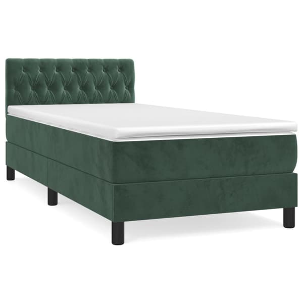 Ramsäng med madrass mörkgrön 100x200 cm sammet