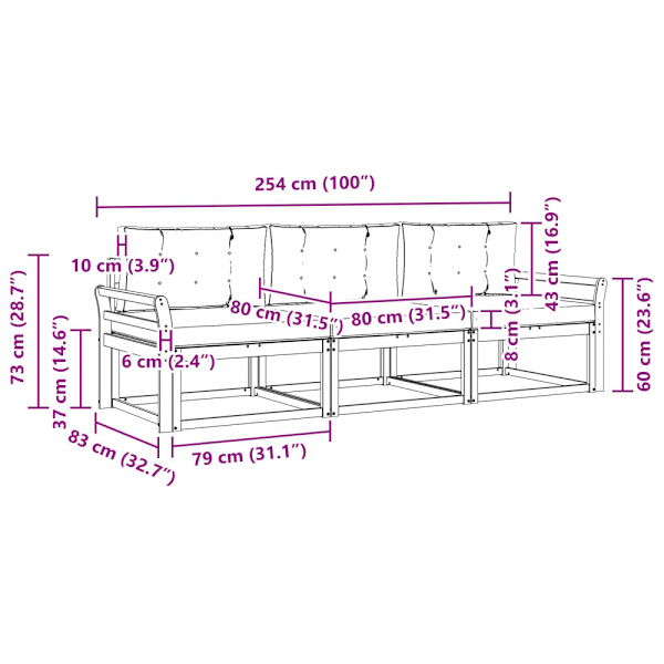 Utomhussoffset med kudde 3 pcs Vit och antracit Polyester