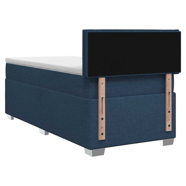 Boxspring säng med madrass och LED Blå 90 x 190 cm Tyg