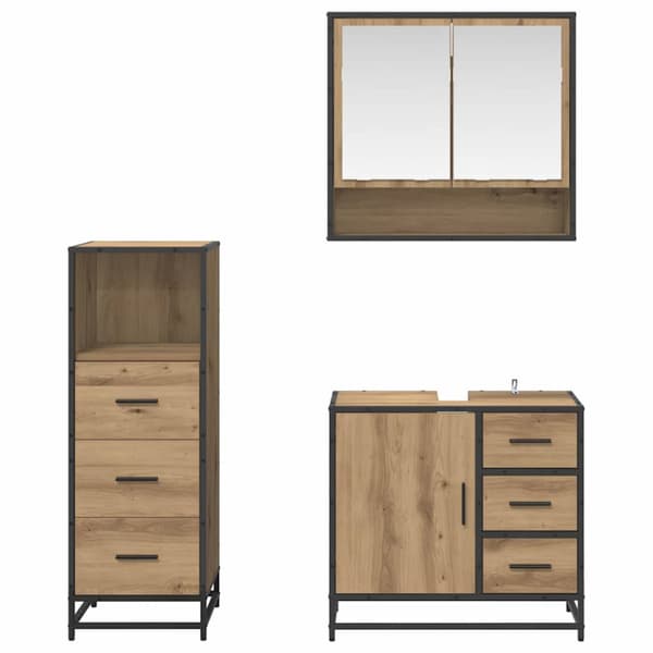 Badrumsmöbelset med låda 3 pcs Artisan Ek Konstruerat trä