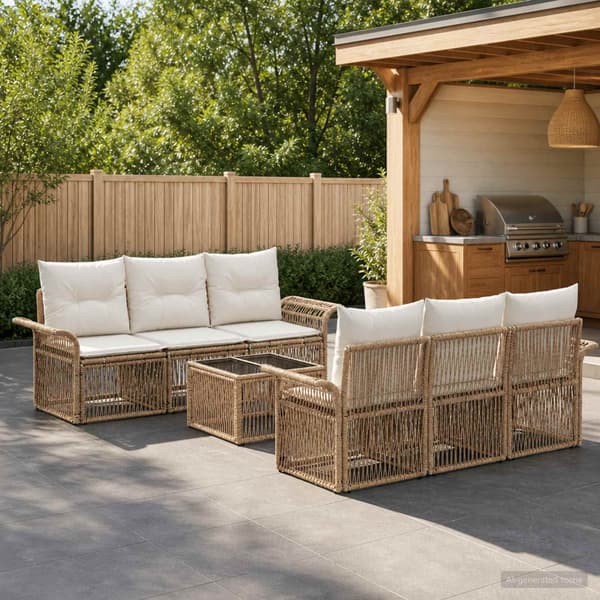 Trädgårdsoffset 7 st Beige konstrotting