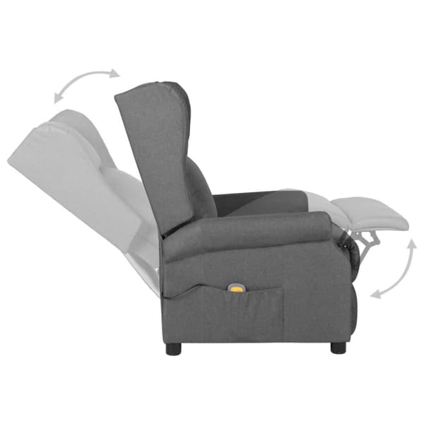 Massagefåtölj ljusgrå tyg