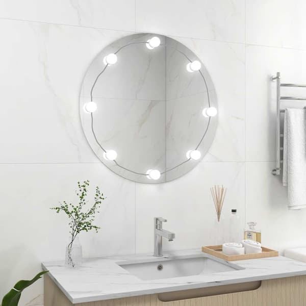 Väggspegel med LED-belysning rund