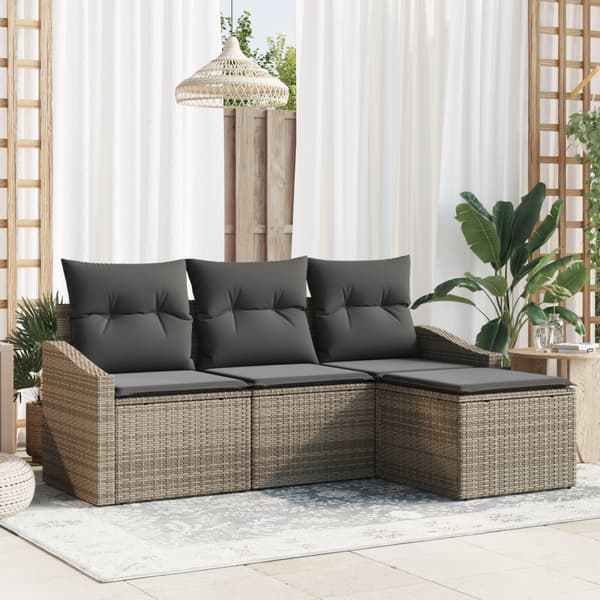 Soffset med kudde med lagring 4 pcs Grå konstrotting