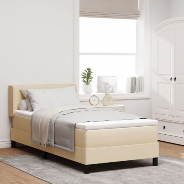 Box Spring Säng med Madrass Krämfärgad 100x200 cm Tyg