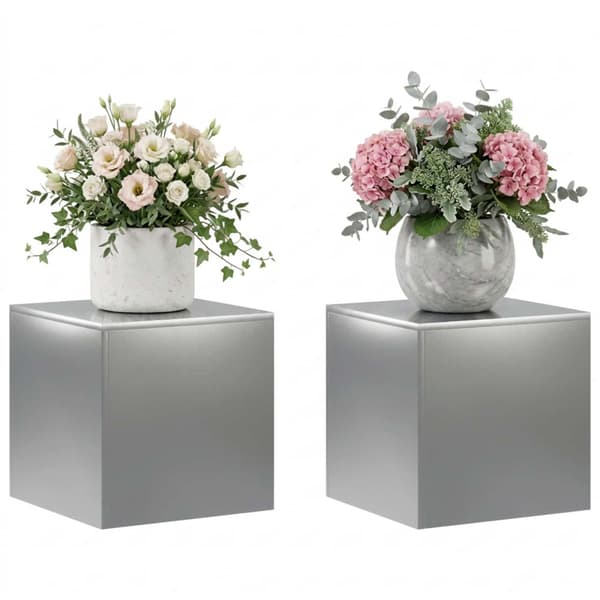 Växtställ 2 pcs Silver 40 x 40 x 40 cm Rostfritt stål