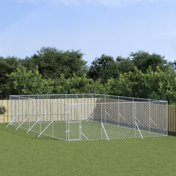 Hundgård för utomhusbruk silver 6x10x2 m galvaniserat stål