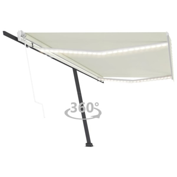 Automatisk markis med vindsensor & LED 500x350 cm gräddvit