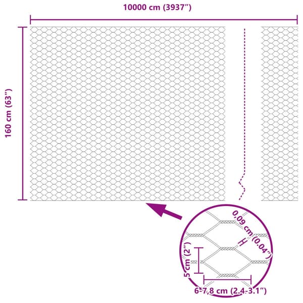 Hexagonstängsel Grå 1,6 x 100 m PVC
