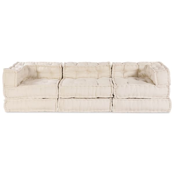 Modulsofa enhet 3 pcs Gräddvit Tyg