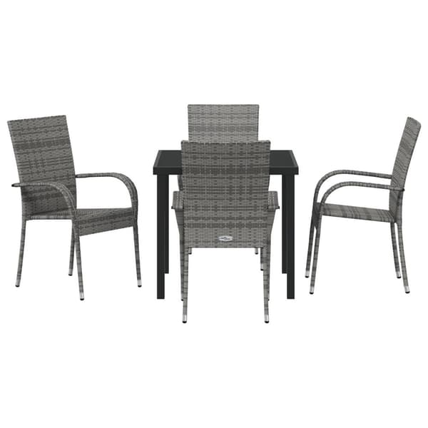 Trädgårdsmöbelset 5 pcs Grå Pulverlackerat stål