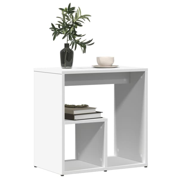 Sidobord 2 st vit 50x30x50 cm konstruerat trä